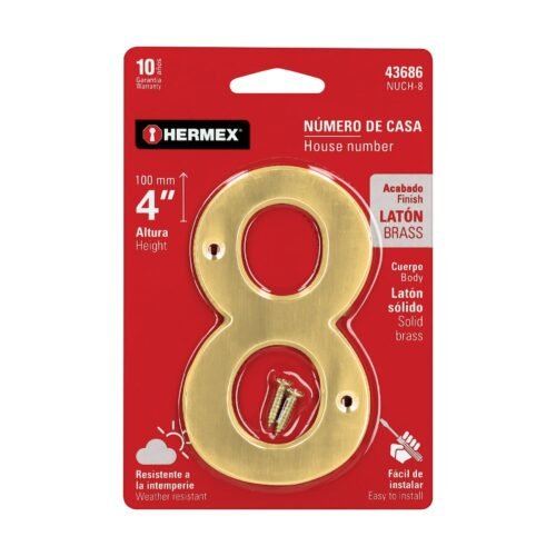 43686 - Número 8 de latón sólido 4", HERMEX