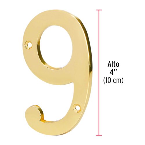 436872 43687 - Número 9 de latón sólido 4", HERMEX