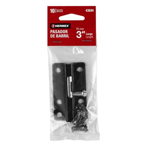 436943 43694 - Pasador de barril 3" de acero acabado negro, HERMEX