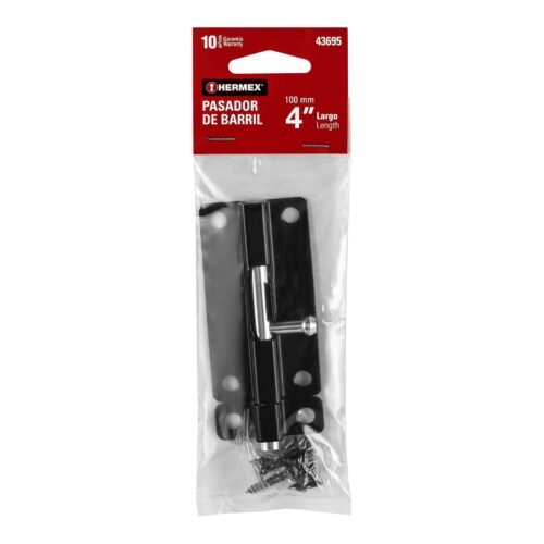 436953 43695 - Pasador de barril 4" de acero acabado negro, HERMEX