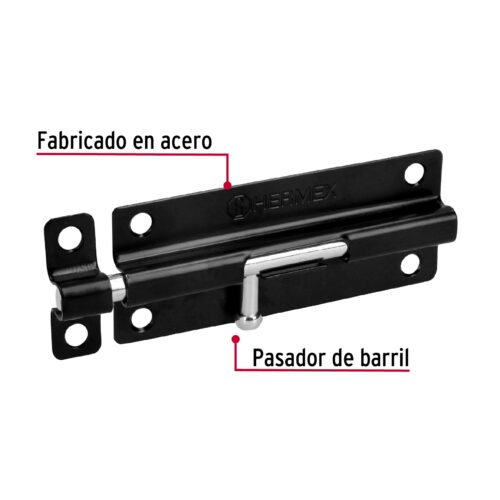 436961 43696 - Pasador de barril 5" de acero acabado negro, HERMEX