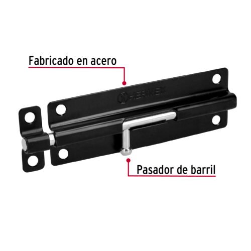 43697 - Pasador de barril 6" de acero acabado negro, HERMEX