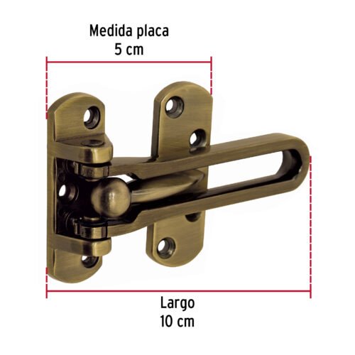 437022 43702 - Pasador abatible para puerta, acabado latón antiguo, HERMEX