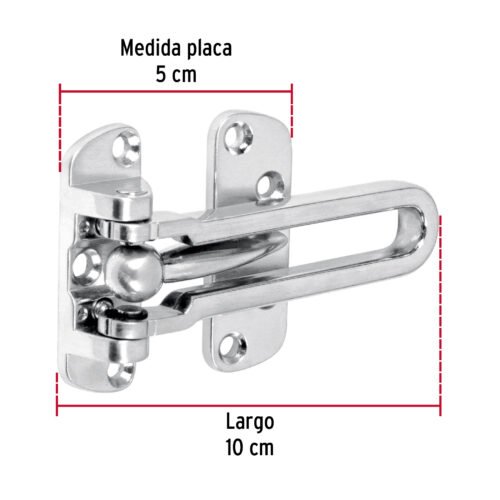 43703 - Pasador abatible para puerta, acabado cromo mate, HERMEX