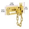 43707 - Pasador con cadena para puerta, acabado latón, HERMEX