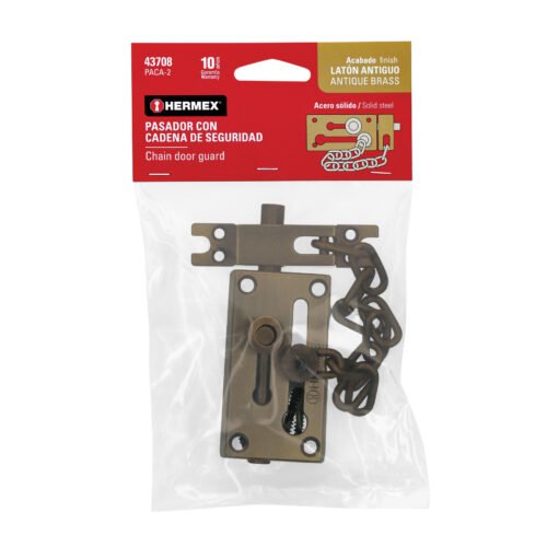 437083 43708 - Pasador con cadena para puerta, acabado latón antiguo