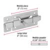 43714 - Pasador de barra plana 3" acabado cromo, HERMEX