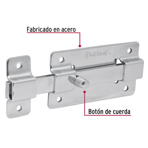 43720 - Pasador de barra plana 4" acabado cromo, HERMEX
