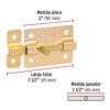 437242 43724 - Pasador de barra plana 2" acabado latón, HERMEX