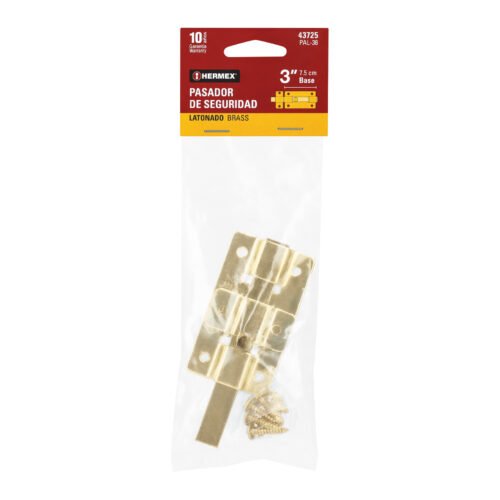 437253 43725 - Pasador de barra plana 3" acabado latón, HERMEX