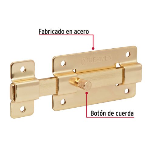 43726 - Pasador de barra plana 4" acabado latón, HERMEX