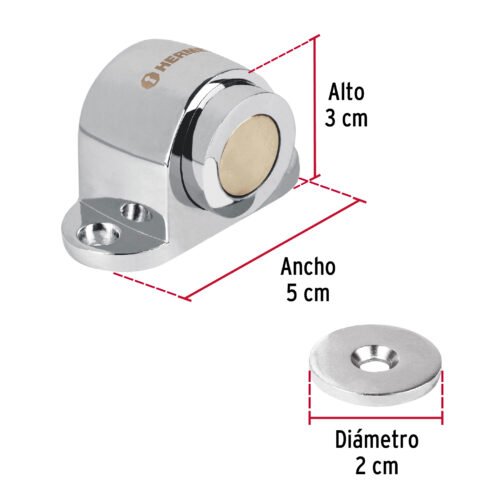 437822 43782 - Tope para puerta magnético, acabado cromo, HERMEX