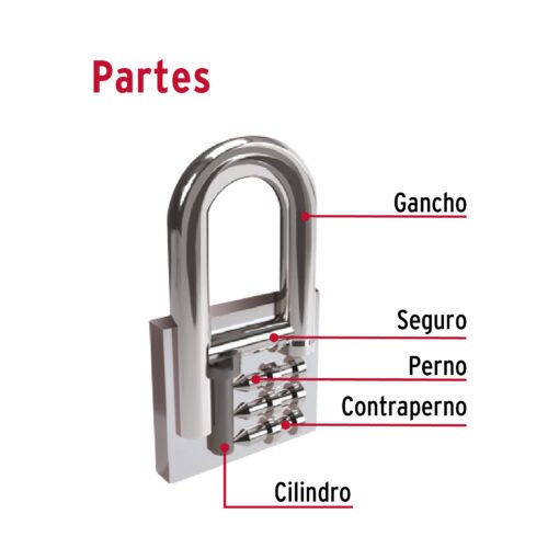 438014 43801 - Candado de hierro 63 mm gancho corto en caja, HERMEX