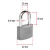 438023 43802 - Candado de hierro 63 mm gancho largo en caja, HERMEX