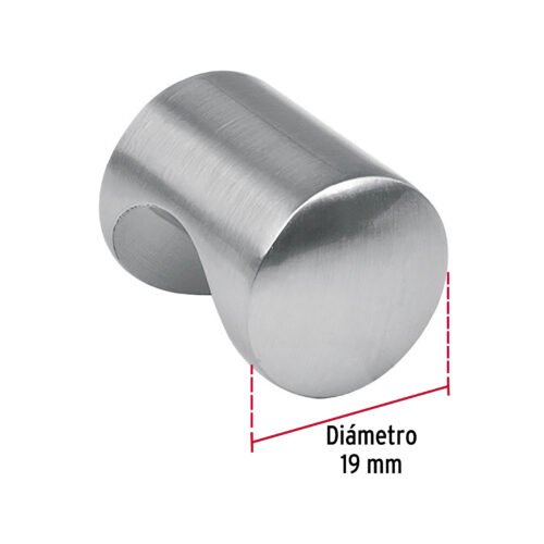 438072 43807 - Perilla metálica estilo "Cilindro", níquel satinado, HERMEX