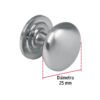 438092 43809 - Perilla metálica estilo "Arco", níquel satinado, HERMEX