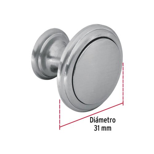 438113 43811 - Perilla metálica estilo "Moderno", níquel satinado, HERMEX