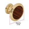 43814 - Perilla metálica, latón brillante, inserto madera, HERMEX