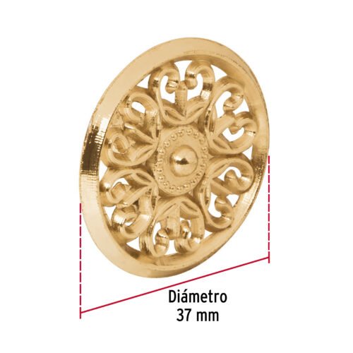 43816 - Perilla metálica estilo "Colonial", latón brillante, HERMEX