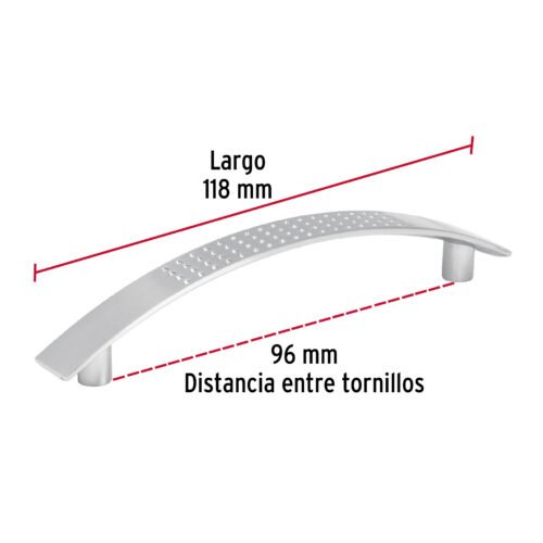 43821 - Jaladera de 96mm, línea Contempo, níquel, HERMEX