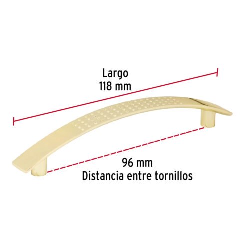 43822 - Jaladera de 96mm, línea Contempo, latón brillante, HERMEX