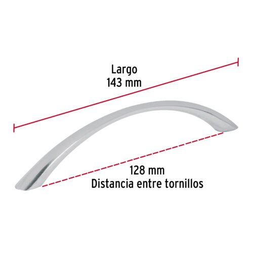 438232 43823 - Jaladera de 128mm, línea Arco, níquel, HERMEX