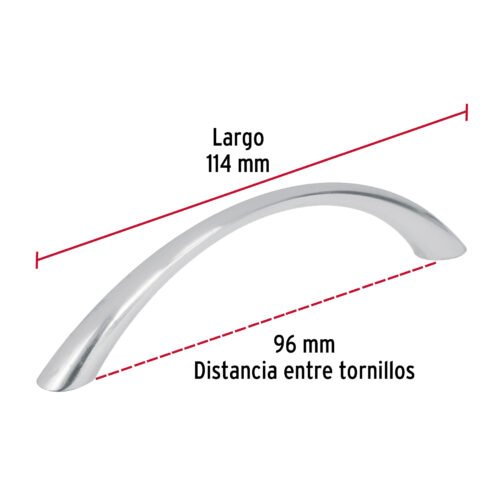 43824 - Jaladera de 96mm, línea Arco, níquel, HERMEX