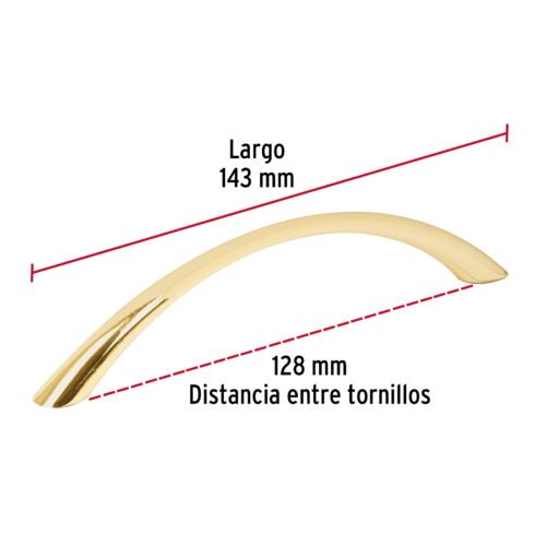 43825 - Jaladera de 128mm, línea Arco, latón brillante