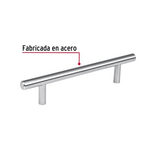 438271 43827 - Jaladera de acero, 128mm, línea Cilindro, níquel, HERMEX