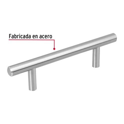 43828 - Jaladera de acero, 96mm, línea Cilindro, níquel, HERMEX