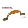 438312 43831 - Jaladera metálica de 76mm latón antiguo, inserto tipo madera