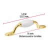 43833 - Jaladera metálica de 76 mm latón brillante, inserto cerámico