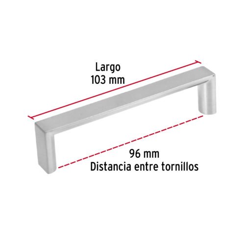 43901 - Jaladera de 96mm, línea Andamio, níquel, HERMEX