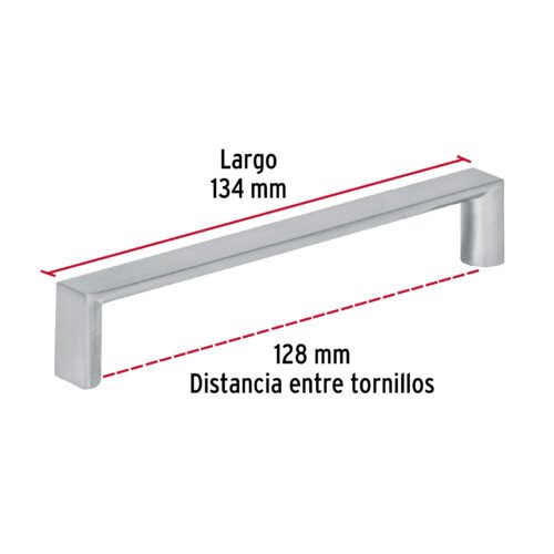 439022 43902 - Jaladera de 128mm, línea Andamio, níquel, HERMEX