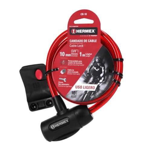 439222 43922 - Candado de cable con llave, 10 mm X 1.0 m, HERMEX