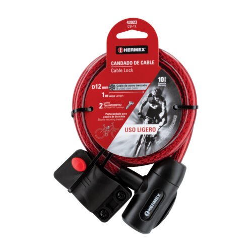 439232 43923 - Candado de cable con llave, 12 mm X 1.0 m, HERMEX