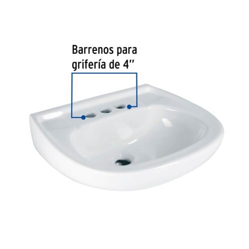 44002 - Lavabo de porcelana con rebosadero, blanco, FOSET