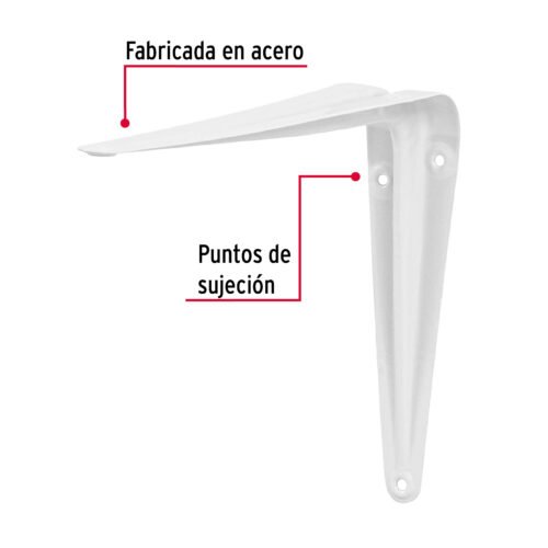 44006 - Ménsula de acero blanca 6 x 8", FIERO