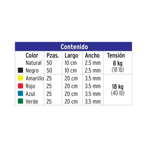 44019 - Bolsa con 200 cinchos plásticos en colores surtidos, Volteck