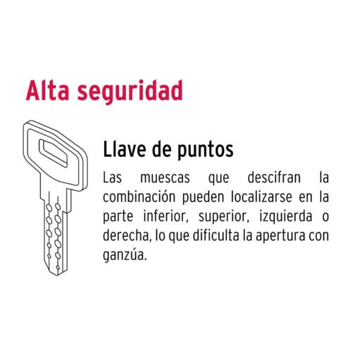 44035 - Cerrojo llave-llave níquel satin , llave de puntos, HERMEX