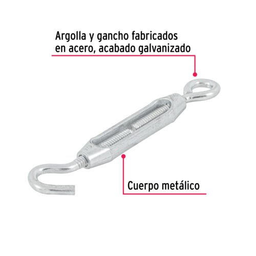 44053 - Tensor zinc 3/16" gancho-argolla, FIERO