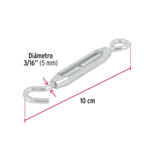 44053 - Tensor zinc 3/16" gancho-argolla, FIERO