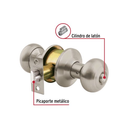 44057 - Cerradura tipo oval para recámara, níquel satín, HERMEX