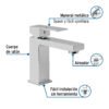 44066 - Monomando corto para lavabo, cromo, FOSET KUBO