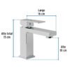 44066 - Monomando corto para lavabo, cromo, FOSET KUBO