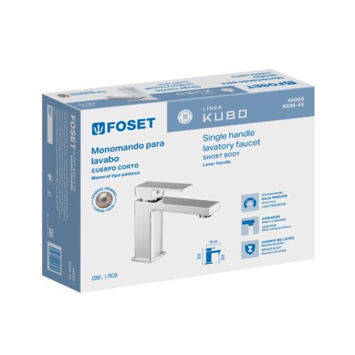 44066 - Monomando corto para lavabo, cromo, FOSET KUBO