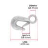 44075 - Gancho eslinga de acero forjado 3/4", carga 500 kg, FIERO
