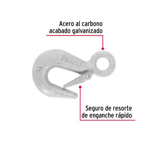44076 - Gancho eslinga de acero forjado 5/8", carga 1000 kg, FIERO