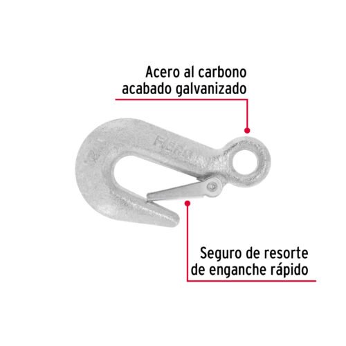 44077 - Gancho eslinga de acero forjado 5/8", carga 1500 kg, FIERO