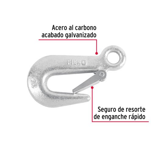 44078 - Gancho eslinga de acero forjado 5/8", carga 2000 kg, FIERO